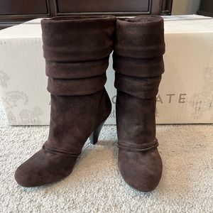 Jessica Simpson Brown Suede Slouch Mid Calf Boot, Size 6.5